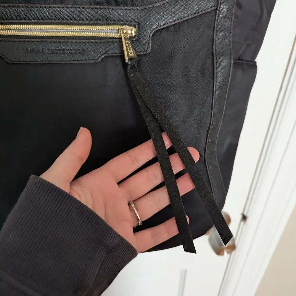 Aimee Kestenberg | Black Nylon Travel Tote Bag with Gold Hardware